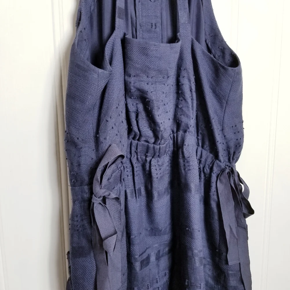 3.1 Phillip Lim Dress Womens Size 8 Blue Linen Blend Halter Neck Zip Front